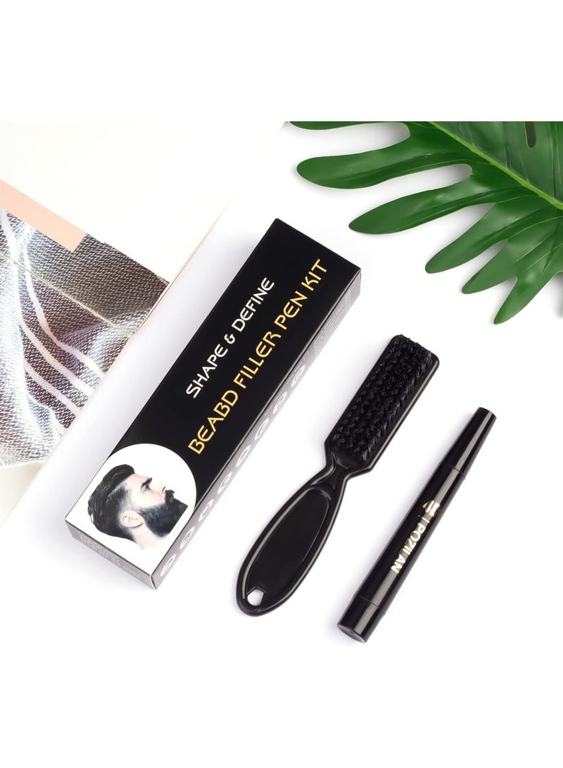 Men's Beard Defining and Filling Pen, Black Waterproof Pen with Bristle Brush for a Natural Look for Men's Beards, Mustaches, and Eyebrows - Image 4